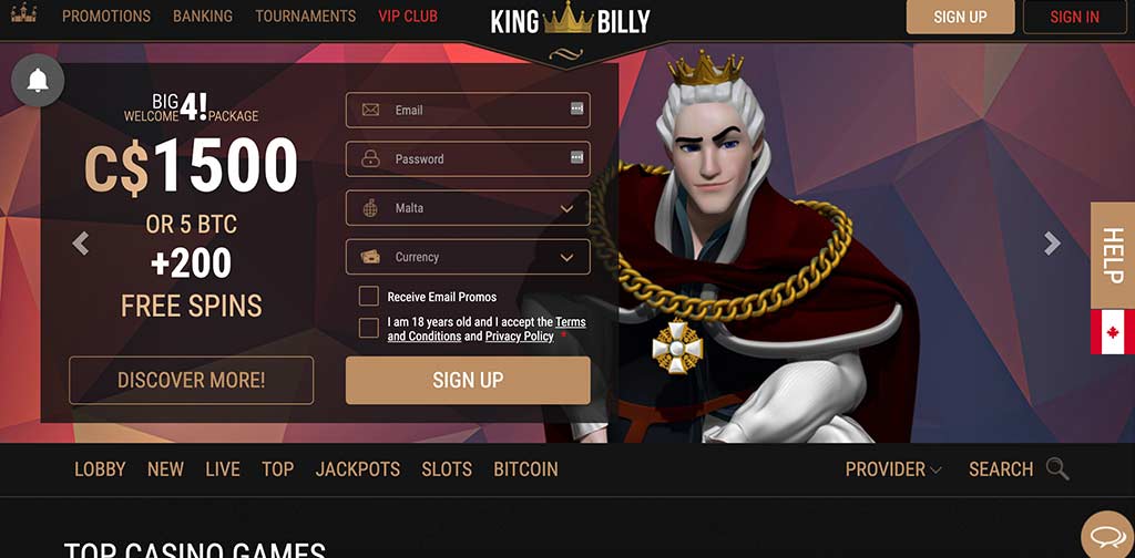 Kingbilly Casino Welcome Bonus