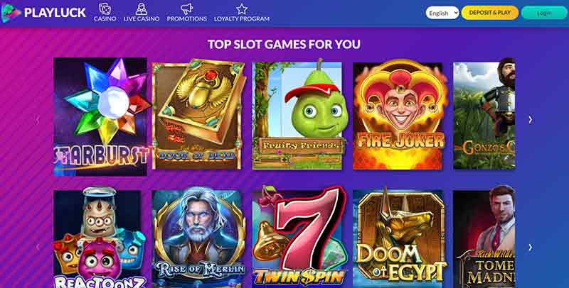 Casino Games Selection at Playluck Casino