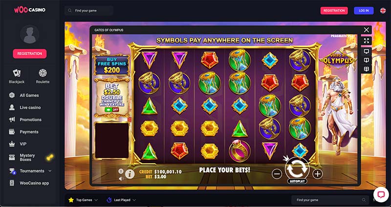Gates of Olympus at Woo Casino