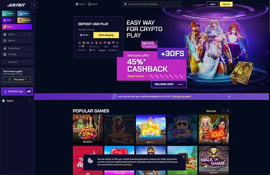 Justbit Casino Welcome Bonus Package