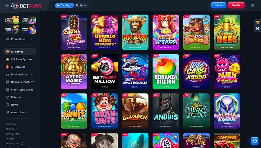 Betfury.io Casino Games