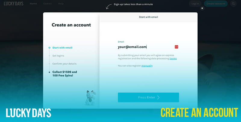 Lucky Days Casino Account Creation