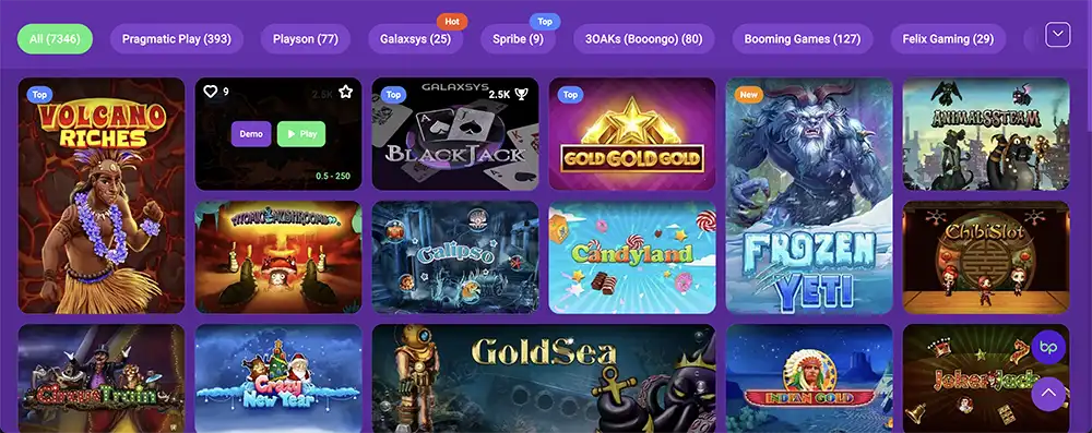 Games selection at Betplays Casino