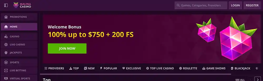 Malina Casino - New Casino 2024