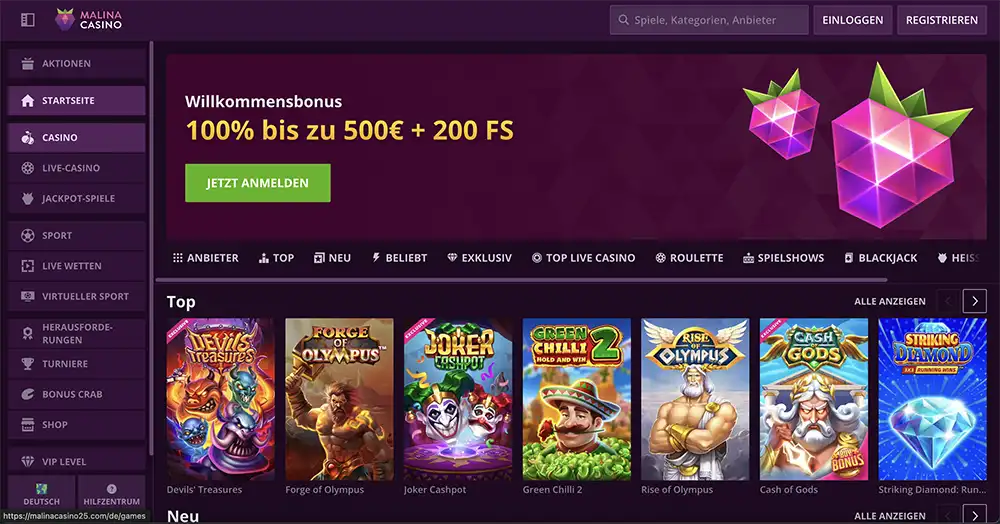 Malina Casino Test