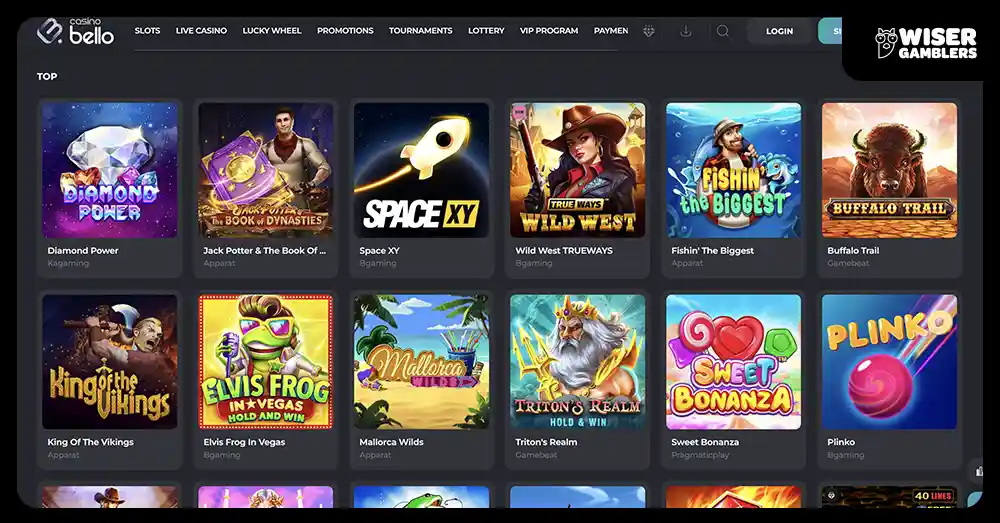 Casinobello Games selection