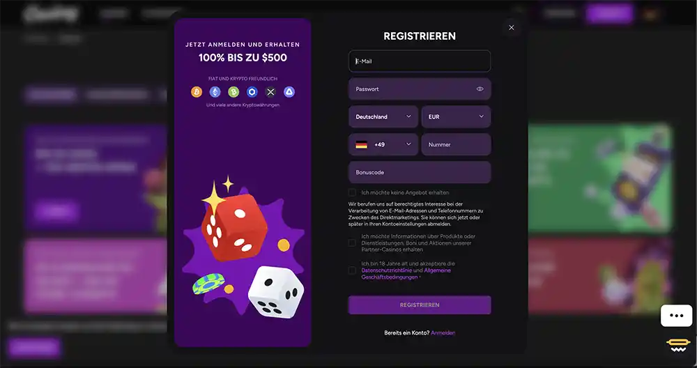Casiny Casino registrieren