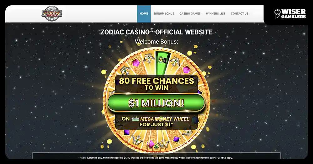 Zodiac Casino 80 Chances to become a Millionaire